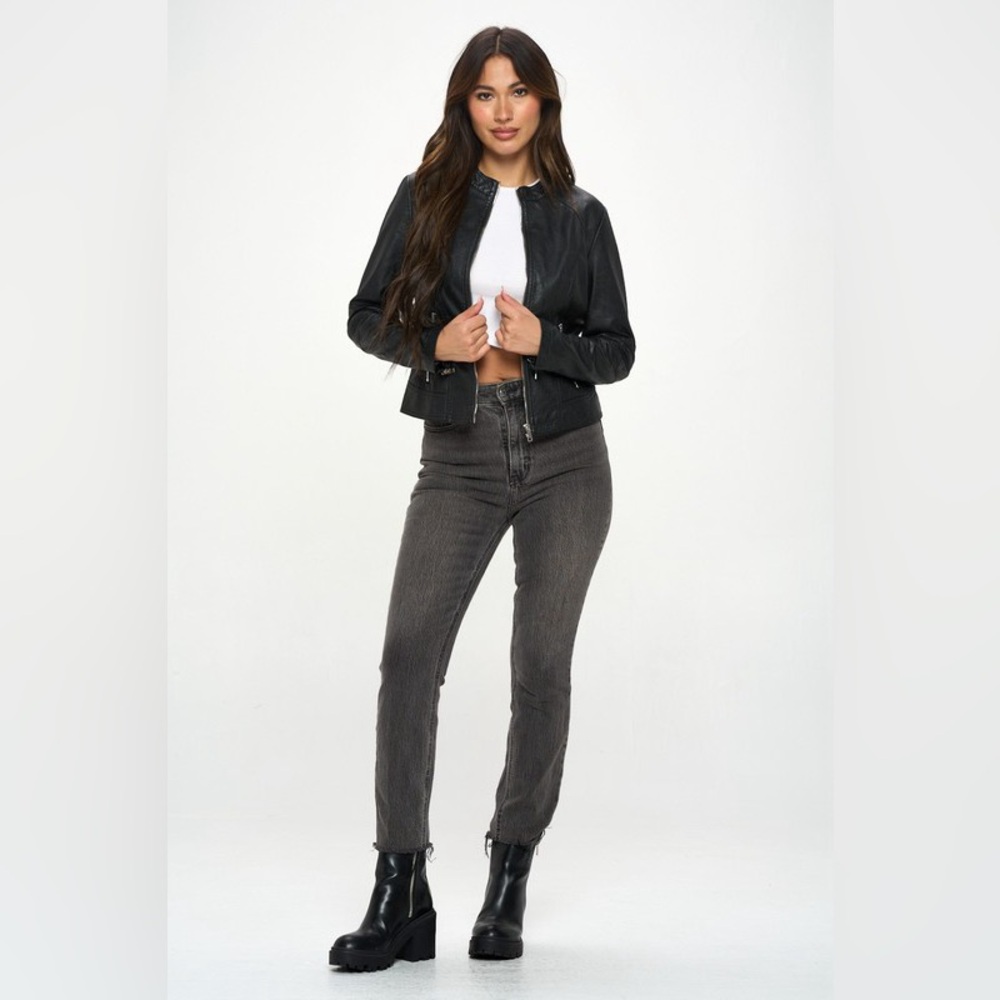 Classic Black Faux Leather Jacket - Picture 5 of 5